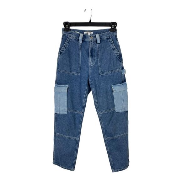 Pac Sun High Waisted Carpenter Blue Jeans Two Tone Women’s Size 26 90s Loose - Picture 1 of 7